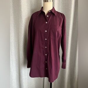 Anthropologie MaEVE  oversized Deep Purple Casual Button Down Shirt